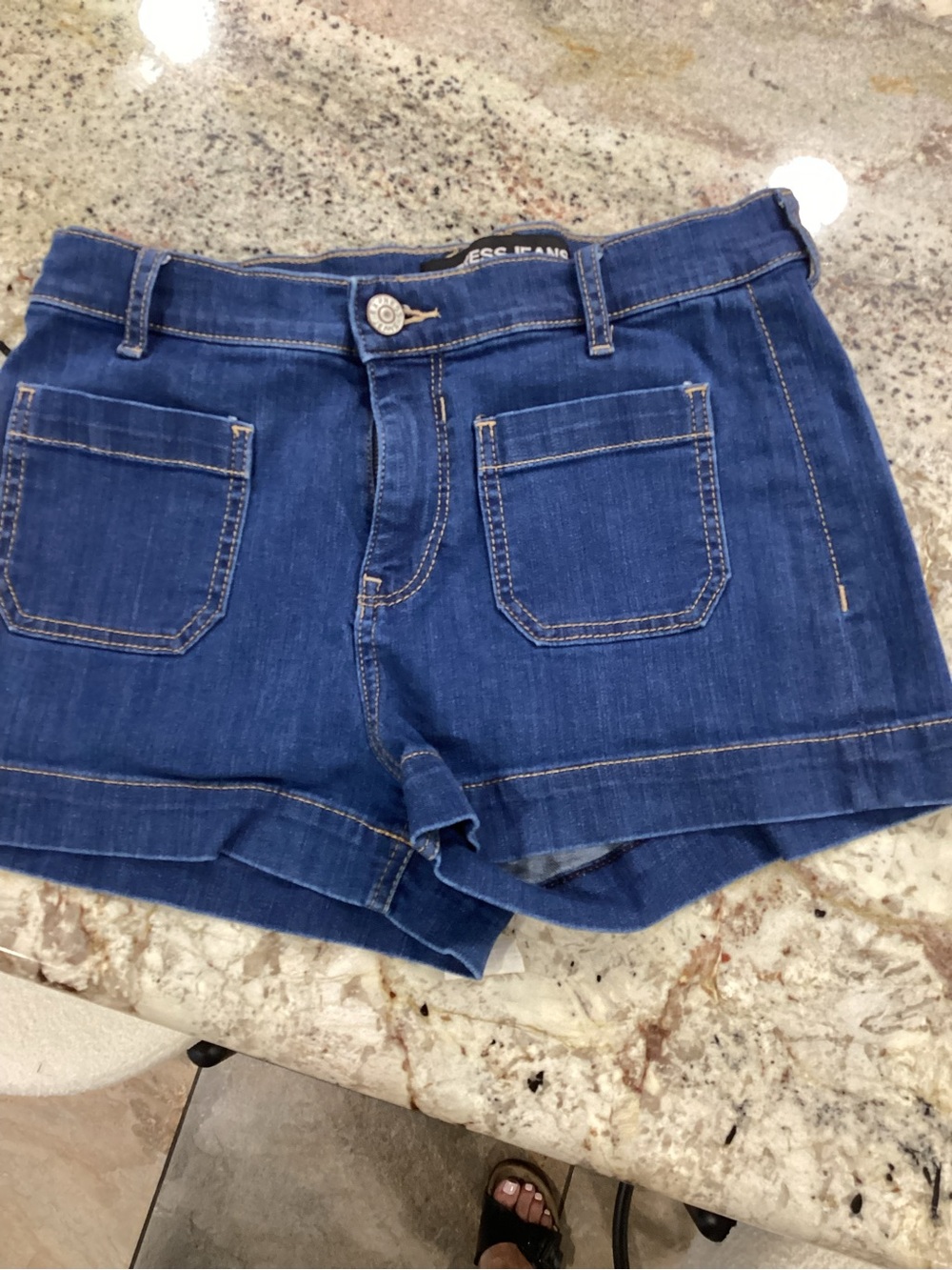 Express Blue Denim Front Patch Pocket Shorts